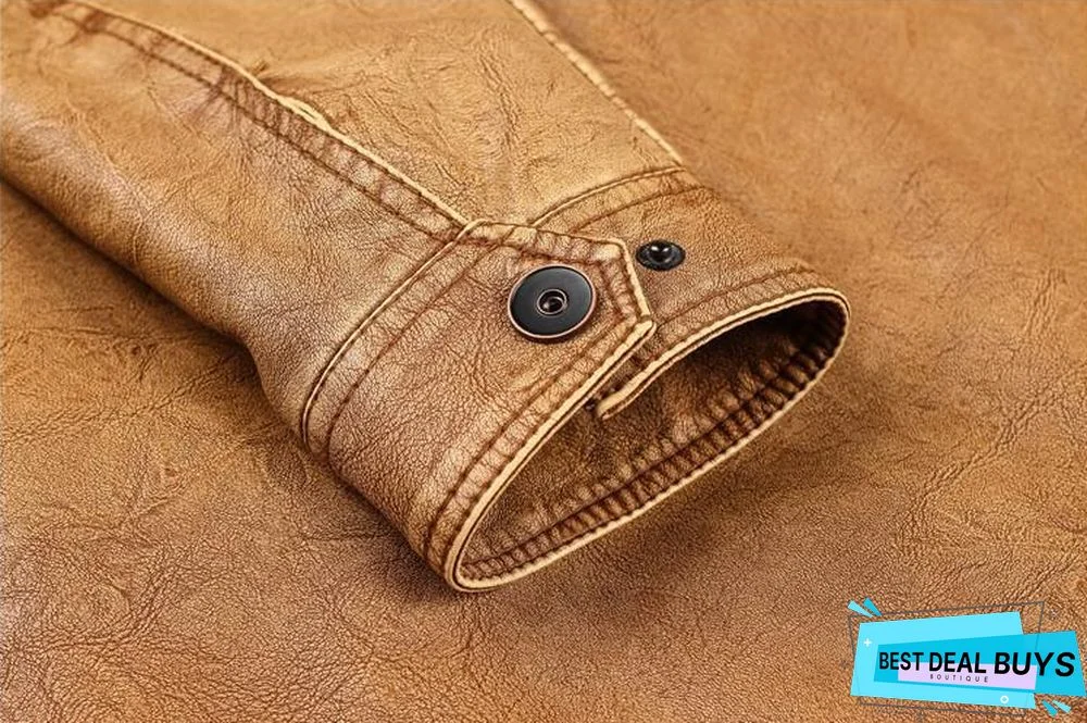 Men's Pu Jacket Leather Coat Slim Fit Faux Leather Motorcycle Jackets Coats