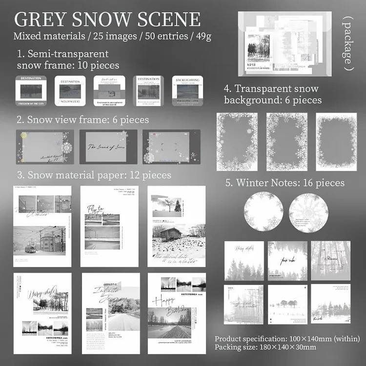 Journalsay 50 Sheets Snow in Summer and Flower in Winter Series Vintage Landscaping Material