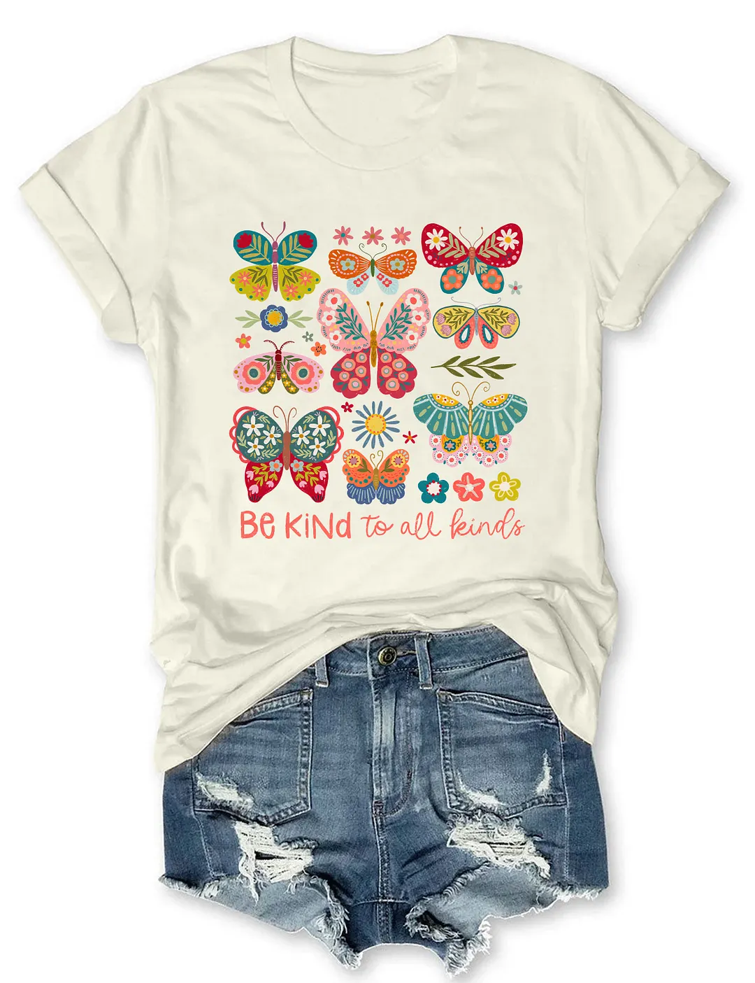 Be Kind To All Kinds Boho Floral T-shirt