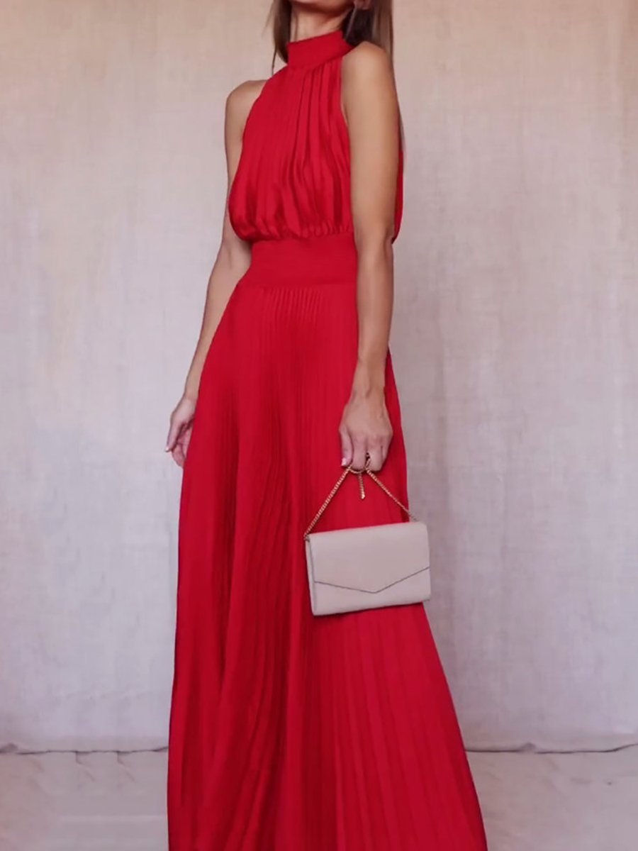 Pleated Sleeve White Maxi Dress