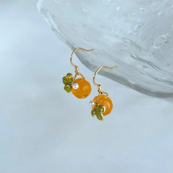 Orange Dangle Earrings Orange Resin