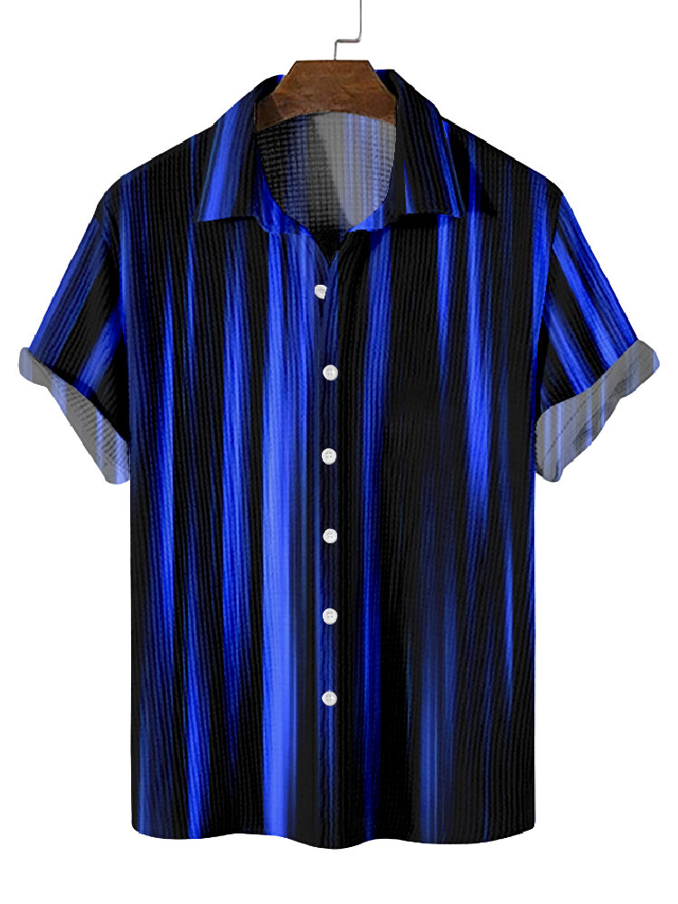 Men's Breathable Waffle Hawaiian Collection Short Sleeve Shirt  0759