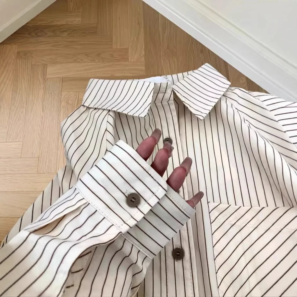 Athvotar Athvotar Striped Shirt Women 2025 Spring And Autumn New Design Small Top Style Wearing Long-Sleeved Shirt