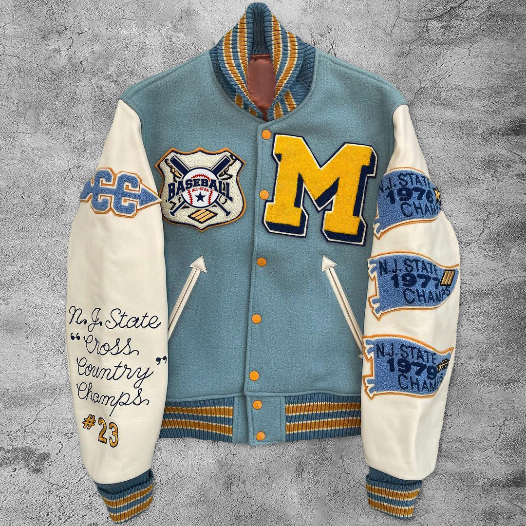 Casual retro baseball rugby jacket