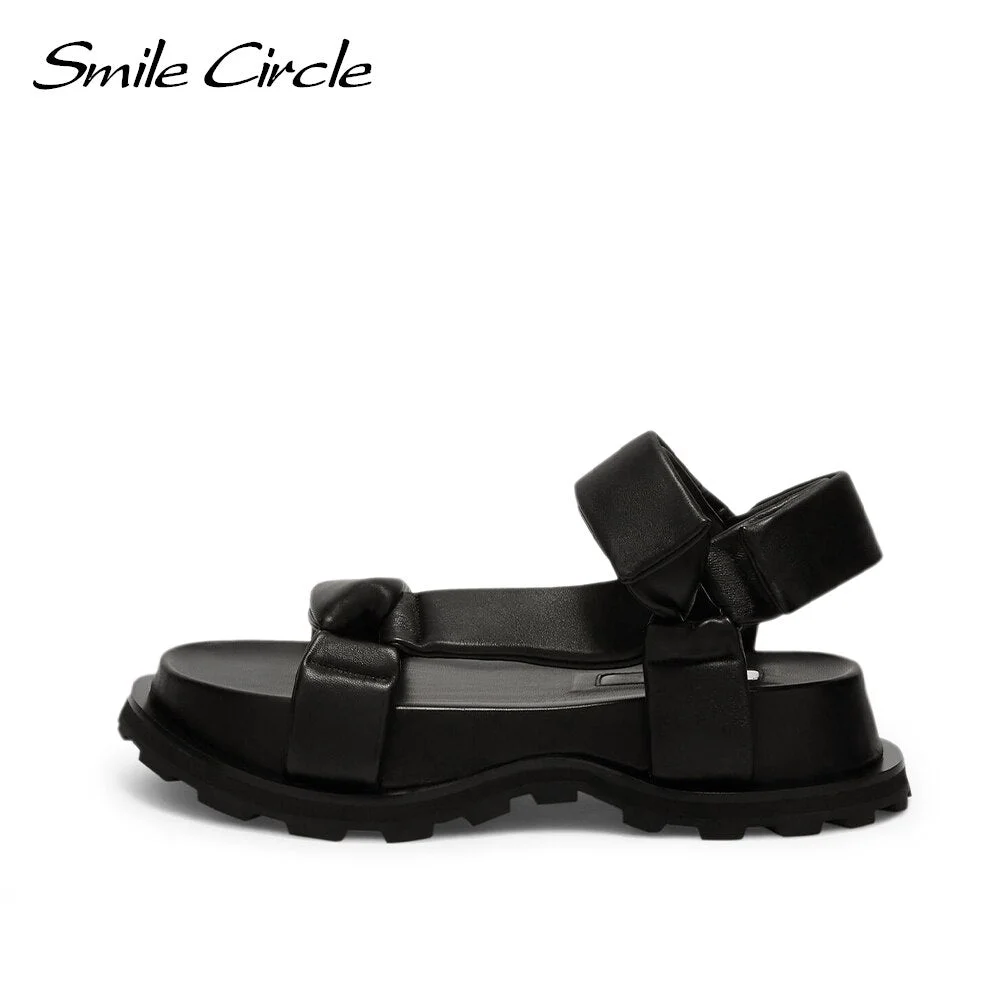 Smile Circle sandals Women Flats Platform shoes 2021 soft Comfortable Casual Beach Round toe student sandals Ladies