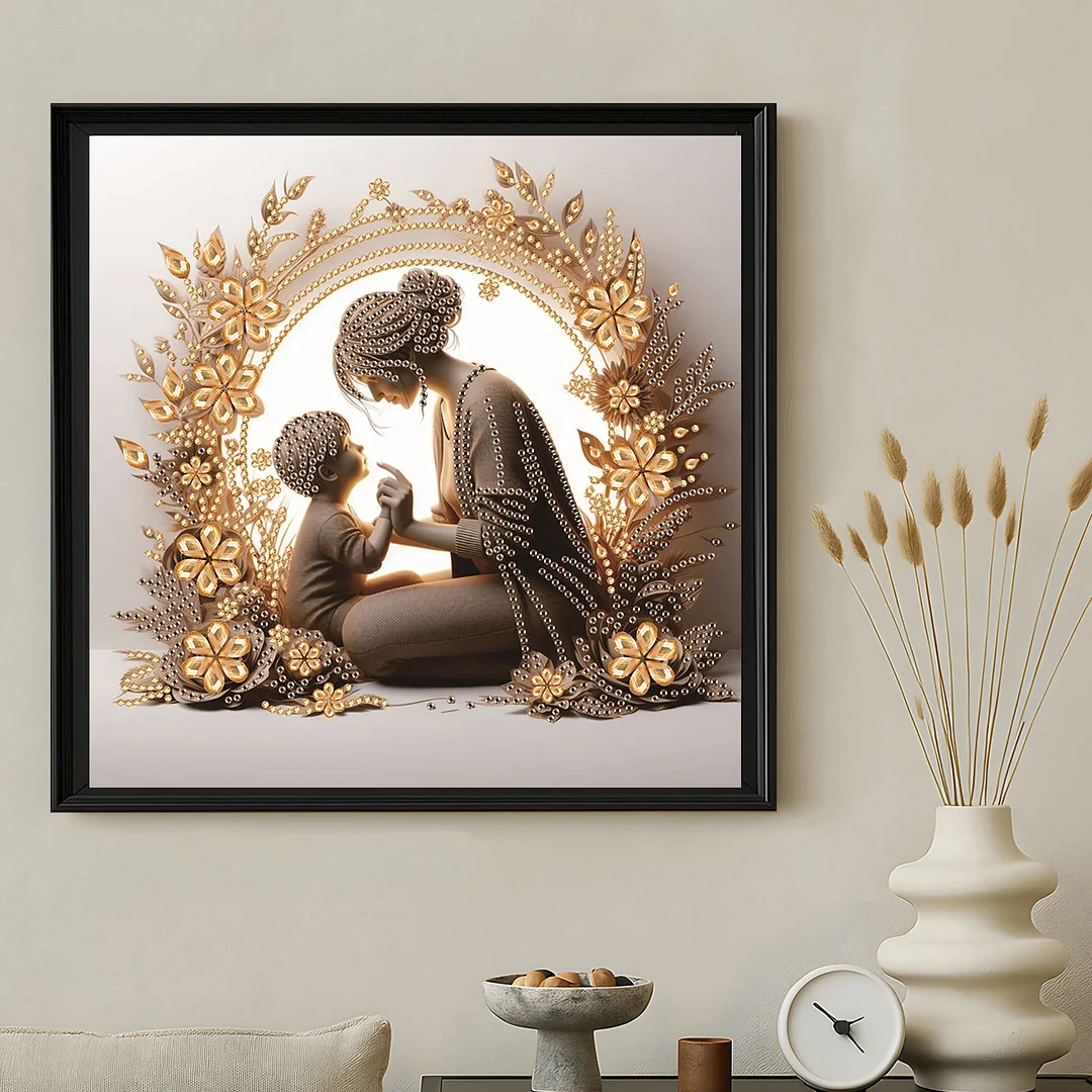 Diamond Painting - Partial Special Shaped Drill - Golden Mother Love(Canvas|30x30cm)