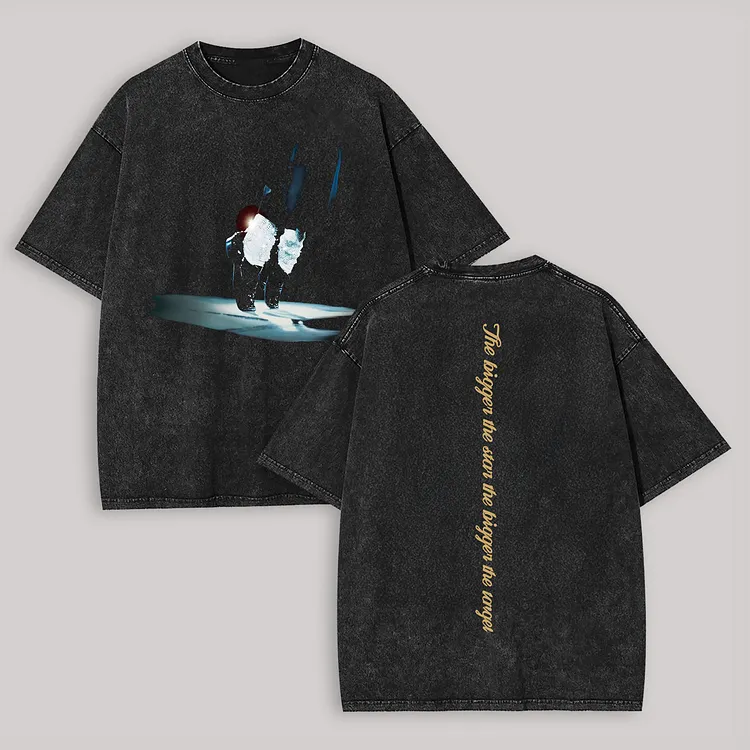 Shadowed Figure&rsquo;s Mysterious Glow Printed Men's Washed Tee