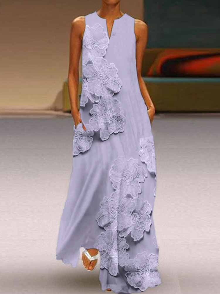 Classy 3D Floral Embroidered Flowy Maxi Dress wearshes