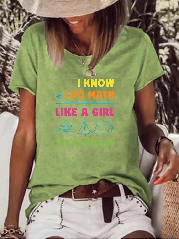 Math Like A Girl Try To Keep Up Raw Hem Tee