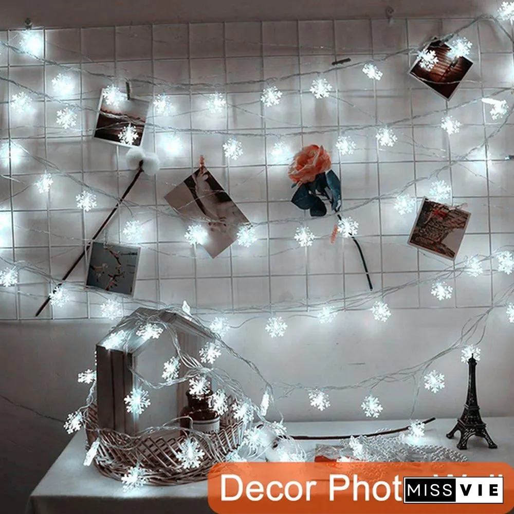 Battery Operated Snowflake Fairy String Lights For Indoor Outdoor Home Bedroom Patio Room