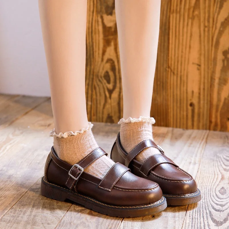 Vstacam 2022 Women shoes Mary Jane Japanese Style vintage round head brown student Summer autumn uniform leather shoes for women size 40