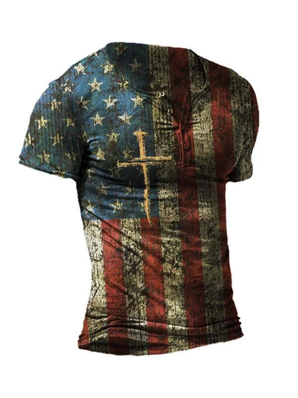 Men's Outdoor Freedom Eagle Print Casual T-shirt