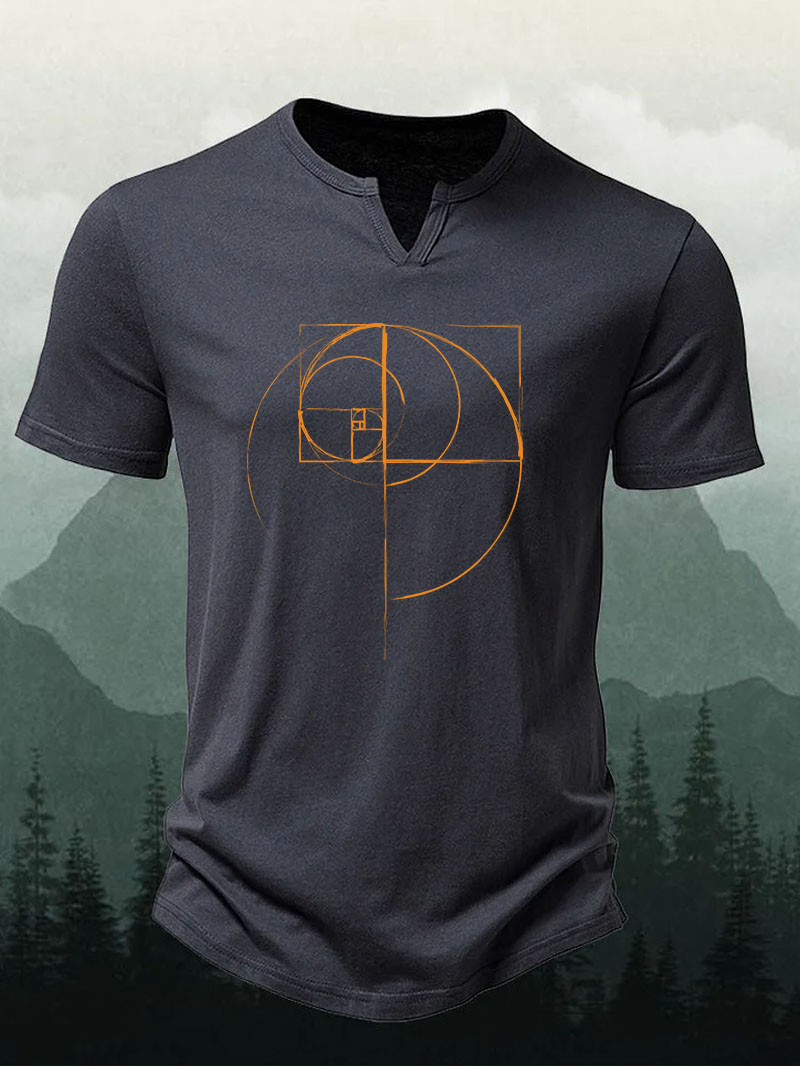 Men's Gold Edition Fibonacci Henry Collar Short-Sleeve Shirt
