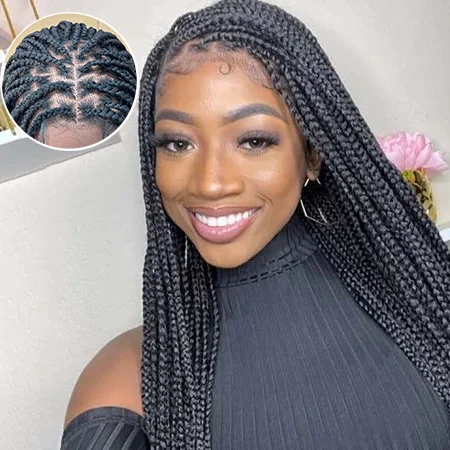 WEQUEEN 20" Glueless Box Braided Lace Front Wig Classical Hairstyle