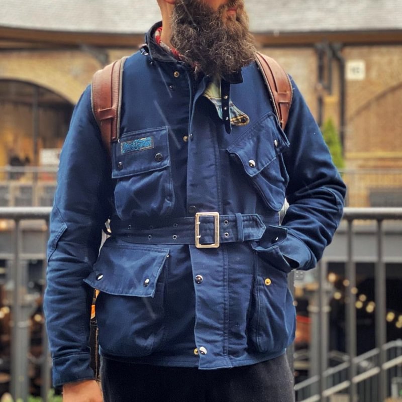 Men's Fashion Windproof Belted Blue Jacket