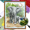 Elephants - 9CT Partial Beaded Cross Stitch Kit(42x56cm)
