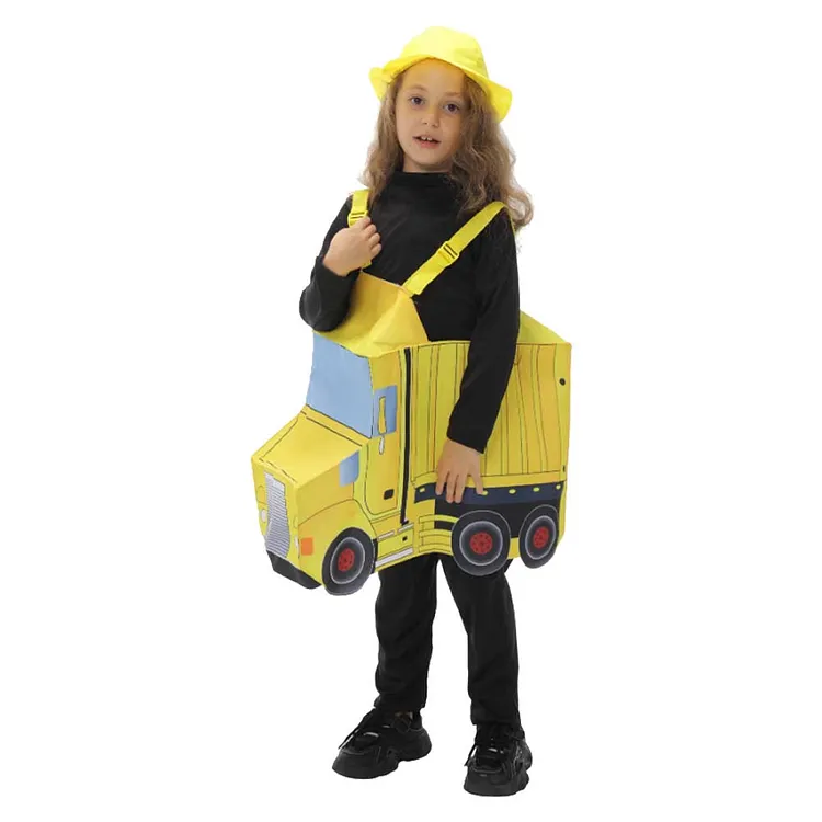 Kids Children Funny Wearable Engineering Vehicle Yellow Smock Outfits&nbsp;Cosplay Costume Carnival Suit