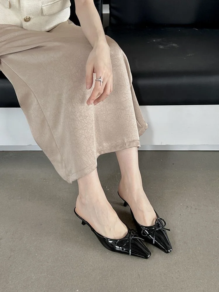 Brownm Brownm New Fall 2024 Dress With Low Heel Bow And Half Slippers