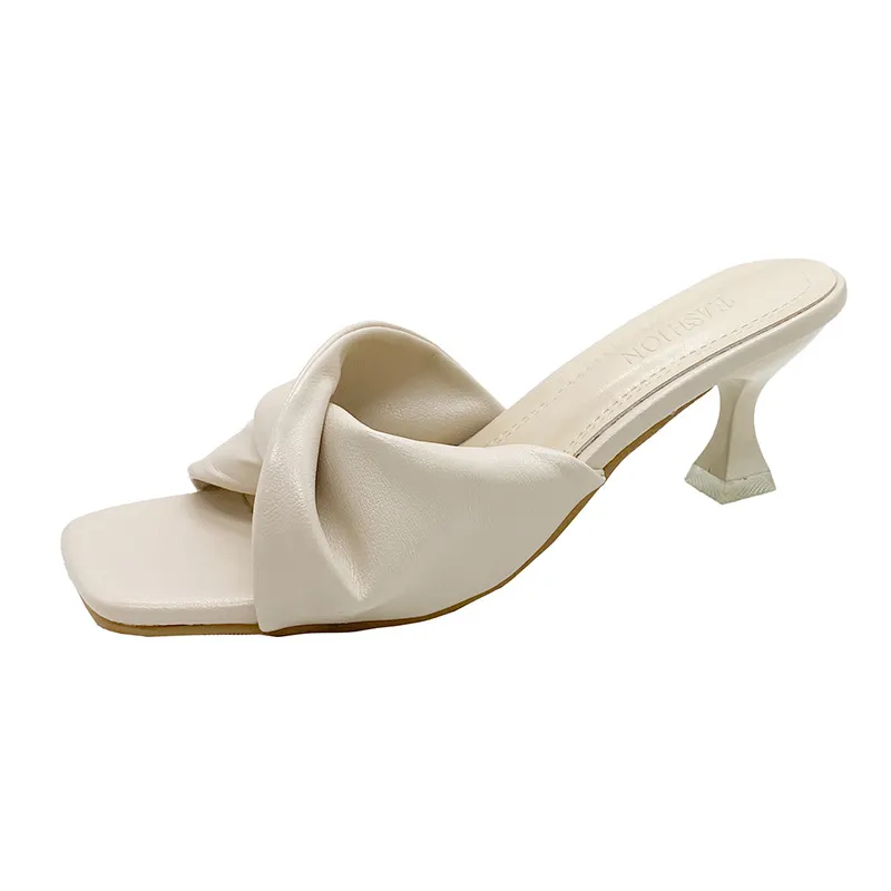 Breakj Breakj Summer New Simple High-Heet Cool Drag Cat And High-Hee Shoes French Women Wear Half-Slippers