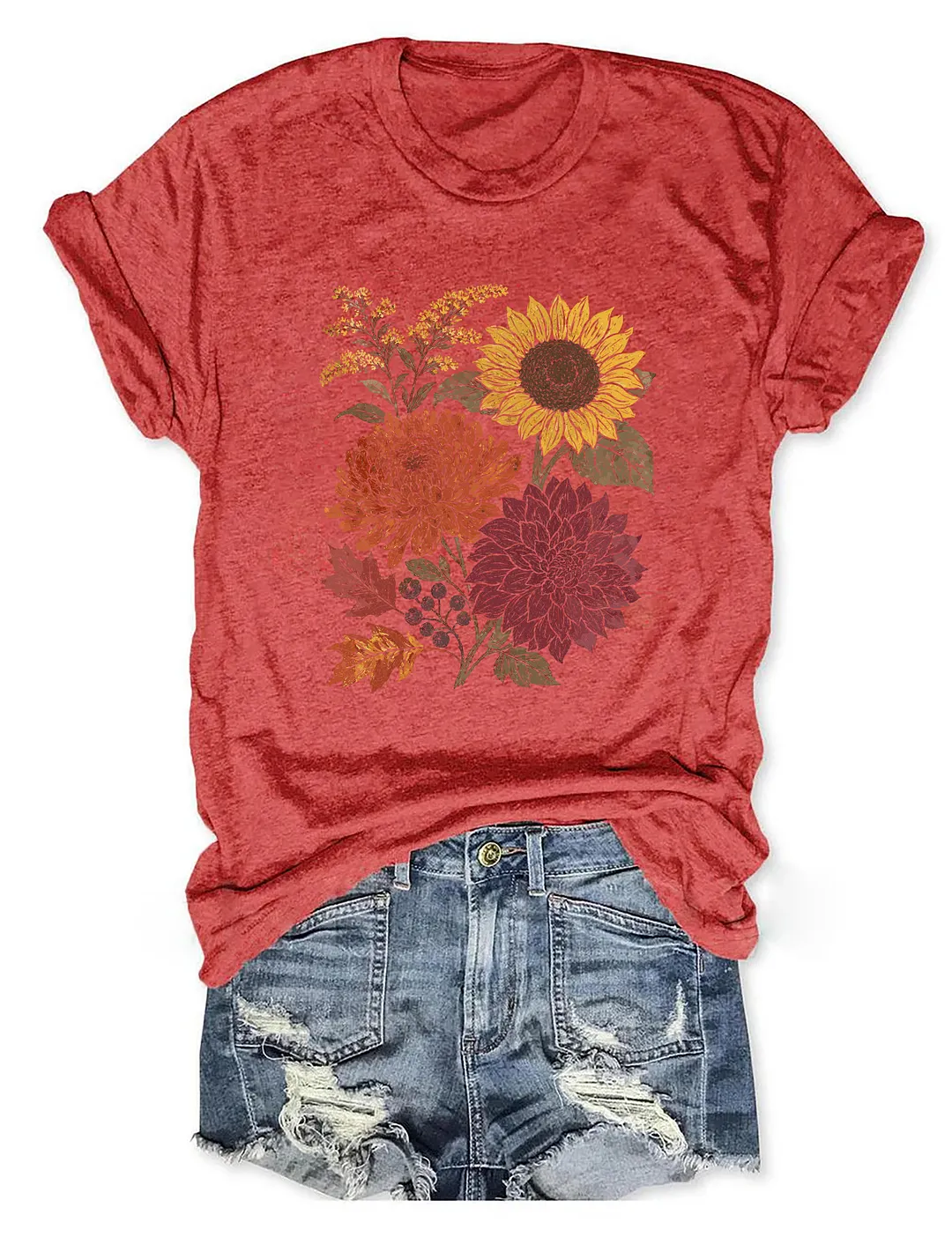 Fall Floral Sunflower Dahlia T-shirt