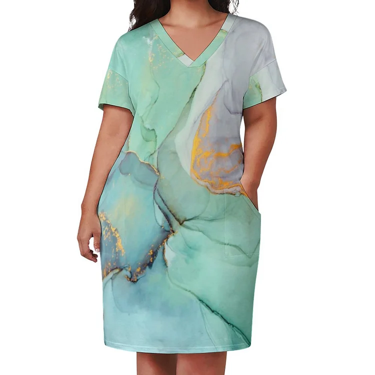 Personalized Design Women's Loose Pocket Dress Fashion Texture