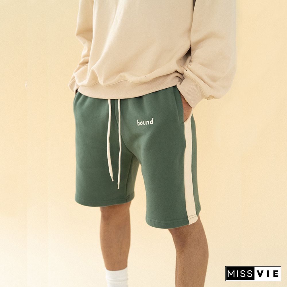 Green Striped Jogging Pants Fashion Casual Sports Shorts