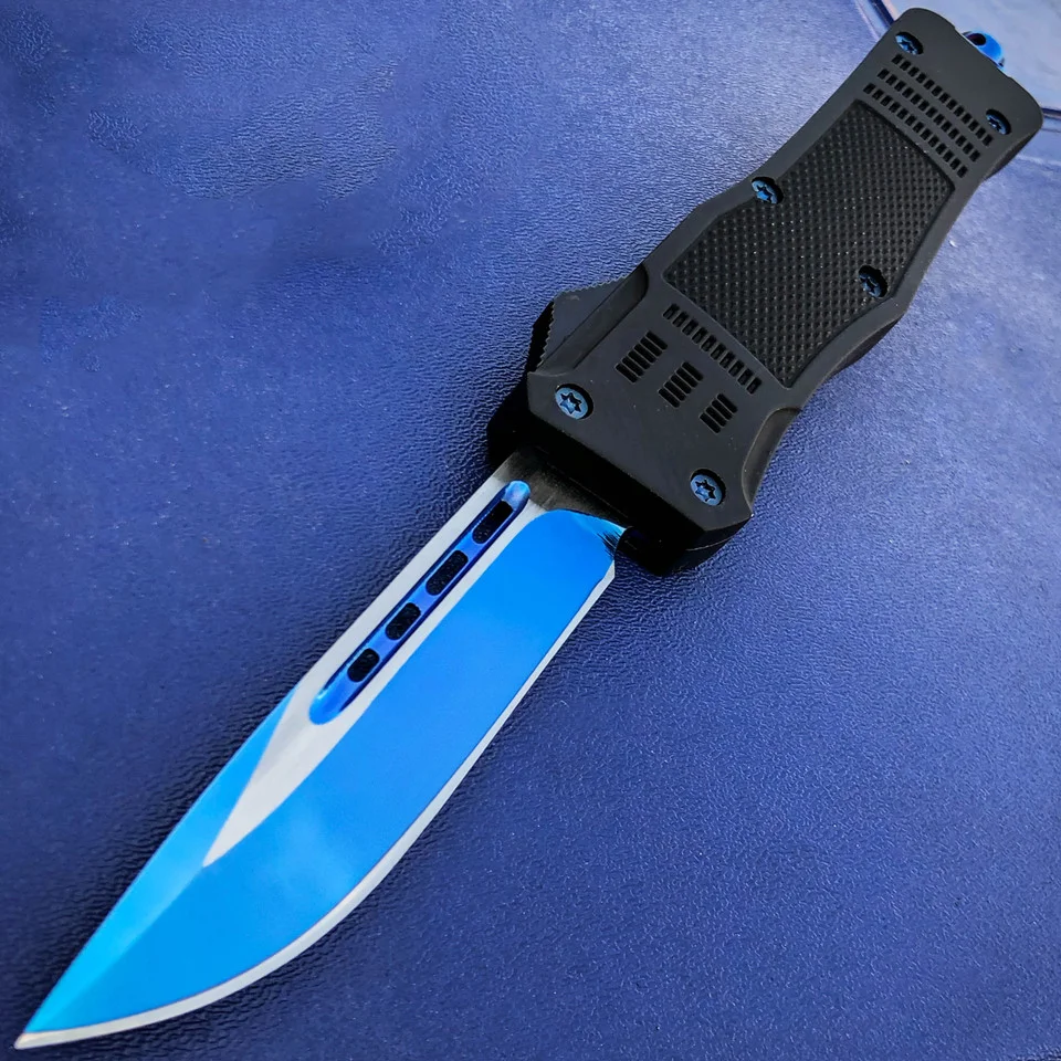 9" Blue STEEL Ghost OTF Tactical Pocket Knife New