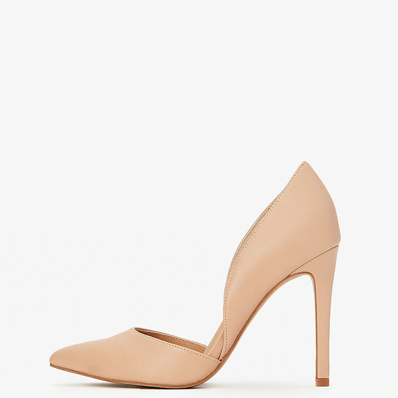 TAAFO Nude Stilettos Women D'Orsay Pumps High Heels Pointed Toe Ladies Shoes