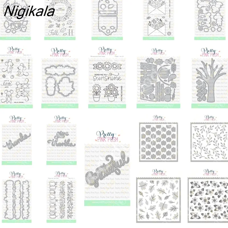 Nigikala New Garland Pumpkin Cutting Dies Stamps Stencil Scrapbook Diary Decoration Embossing Template Diy Greeting Card Handmade