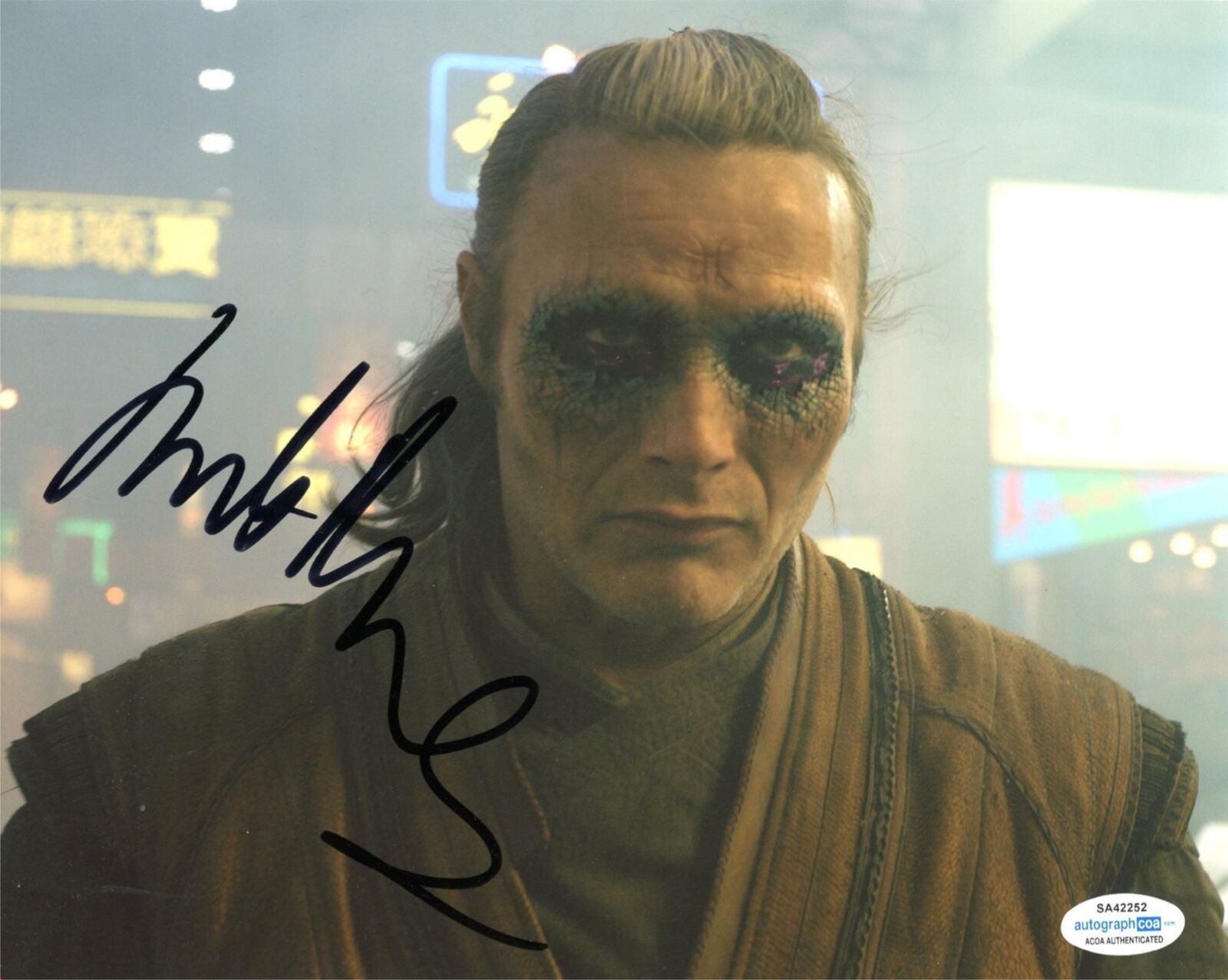 Mads Mikkelsen Signed 10X8 Photo Poster painting Dr Strange ACOA COA (7423)