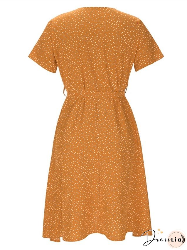 Casual Dress Swing Dress Floral Dress Midi Dress Black Wine Red Short Sleeve Ditsy Floral Print Summer Spring V Neck Fashion Vacation Loose Fit S M L XL XXL 3XL for Women