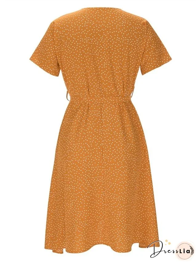 Casual Dress Swing Dress Floral Dress Midi Dress Black Wine Red Short Sleeve Ditsy Floral Print Summer Spring V Neck Fashion Vacation Loose Fit S M L XL XXL 3XL for Women