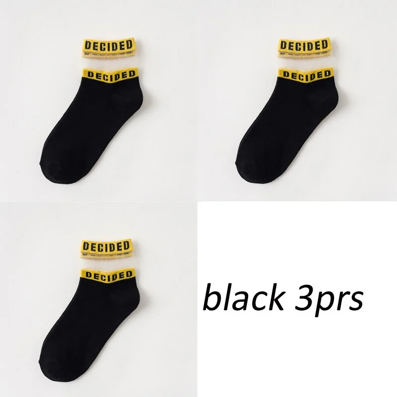 3 pair/set Lot Patchwork Fashion Socks for Girls Women Comfortable Letter Sox mix Summer Color Indoor Floor socks Cute