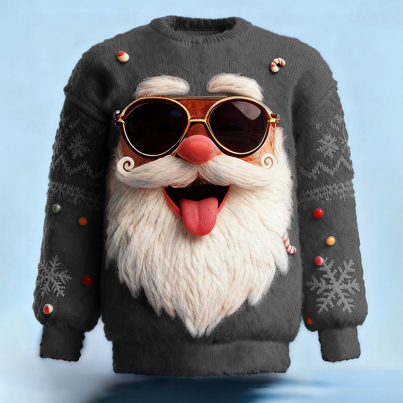 Men's Funny Santa Claus Plush Ugly Sweater elevenforest