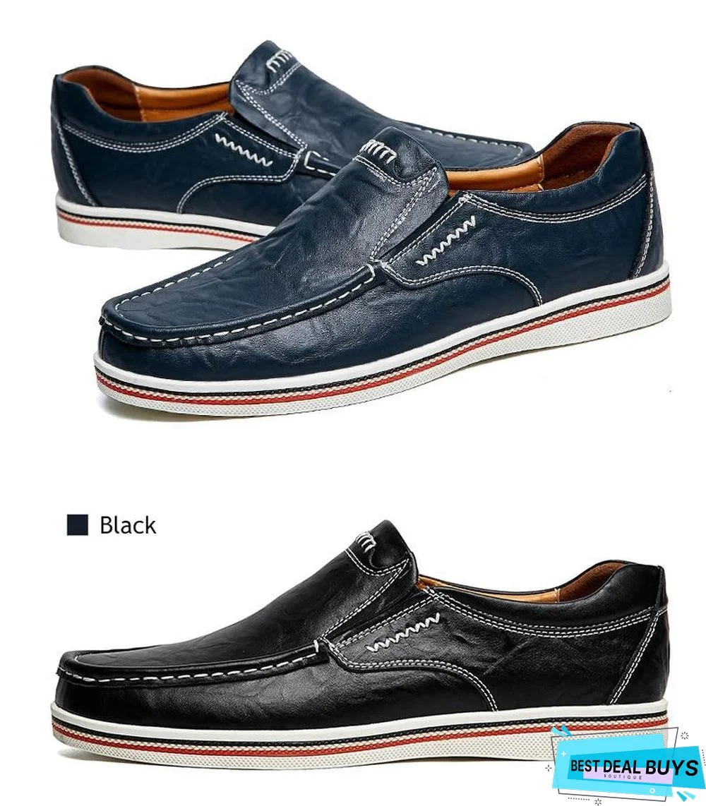 Leather Boat Shoes Casual Flats Moccasins Homme Driving Loafers Shoes Slip On Shoes