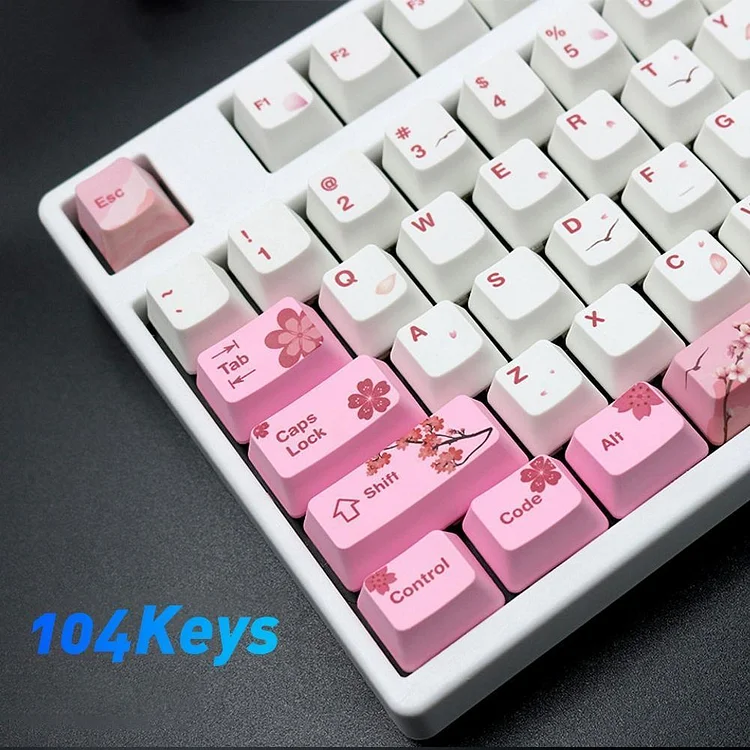 Pink Sakura Pattern Keycap set