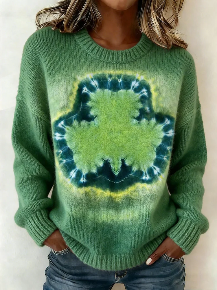 Women's Retro St. Patrick's Day Print Sweater 