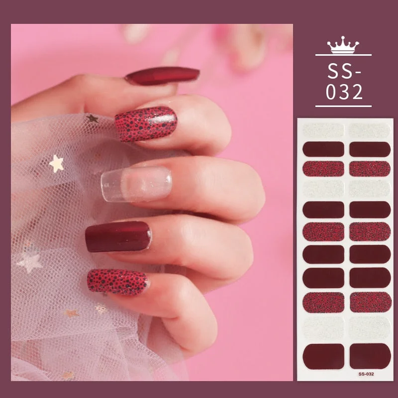 22Tips Colorful Nail Stickers Nail Accesoires Full Cover Stickers for Nails Self Adhesive Nail Art Nails Sticker Designer Shiny