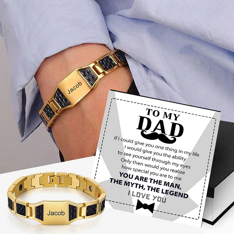 To My Dad Personalized Men Bracelet Custom Name Bracelet for Father