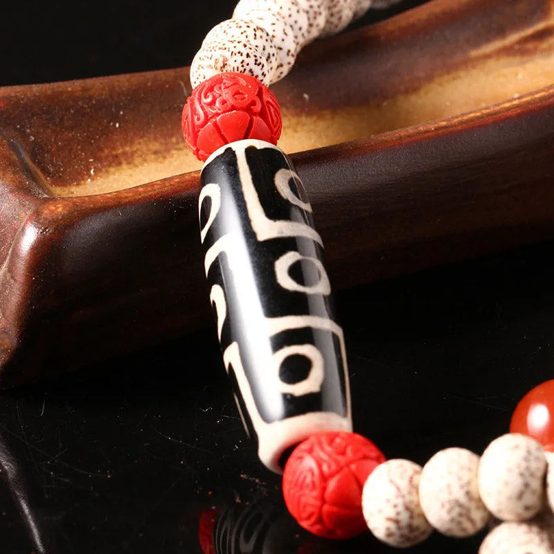 Bodhi Seed Nine-Eye Dzi Bead Turquoise 108 Beads Blessing Bracelet Necklace Mala