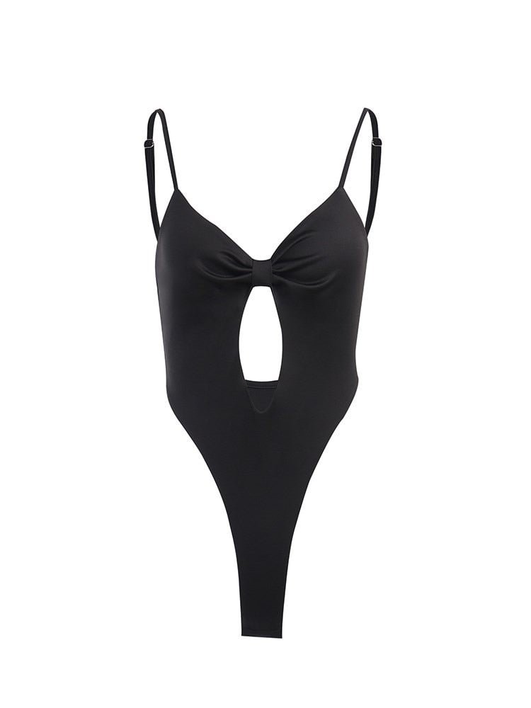 WannaThis Hollow Out Backless Women's Bodysuit V Neck Sleeveless Spaghetti Strap Sexy Fitness Streetwear Bodys Para Mujer 2021