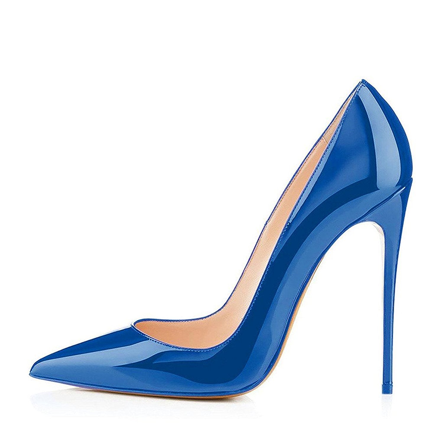 GOOSHOE Blue Pointy Toe Office Stiletto Heels Pumps