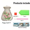 (US Local)Acrylic Wooden Flower Bag Shape Diamond Painting Piggy Bank Storage Box Kit