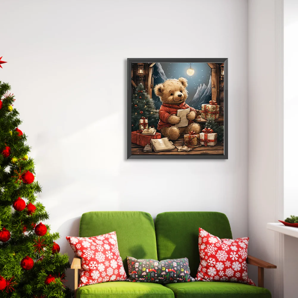 Diamond Painting - Full Round Drill - Christmas Eve Bear(Canvas|40*40cm)