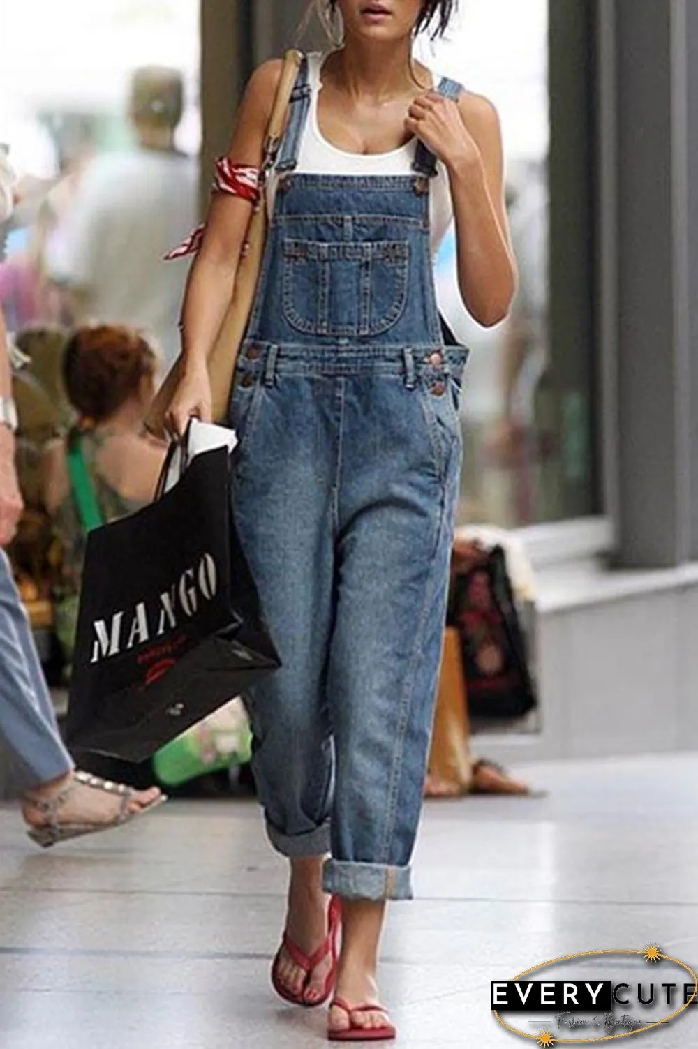 Casual Ripped Denim Overalls P10588