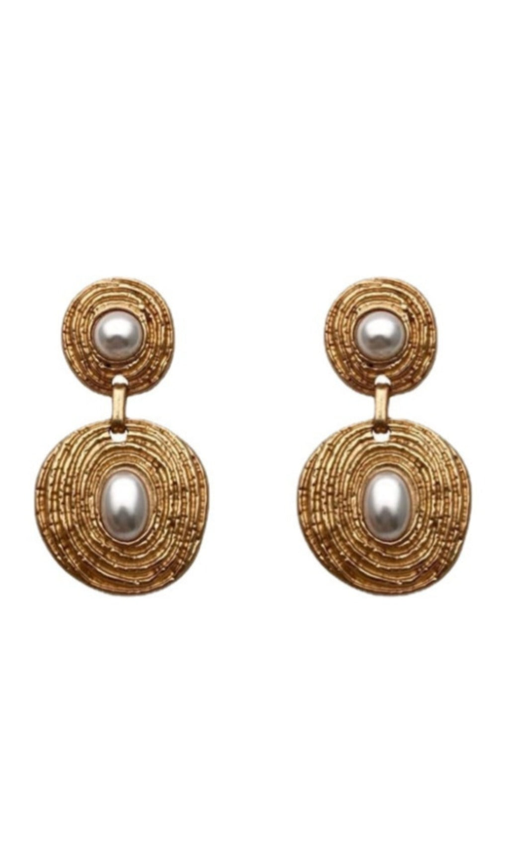 Spiral Circle Pearl Earrings