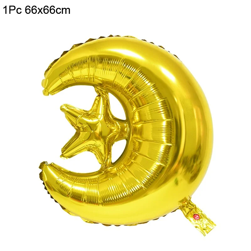 1Set Eid Mubarak Balloons Moon Star Ramadan Kareem Decoration Helium Foil Globos Banners Muslim Islamic Festival Party DIY Decor