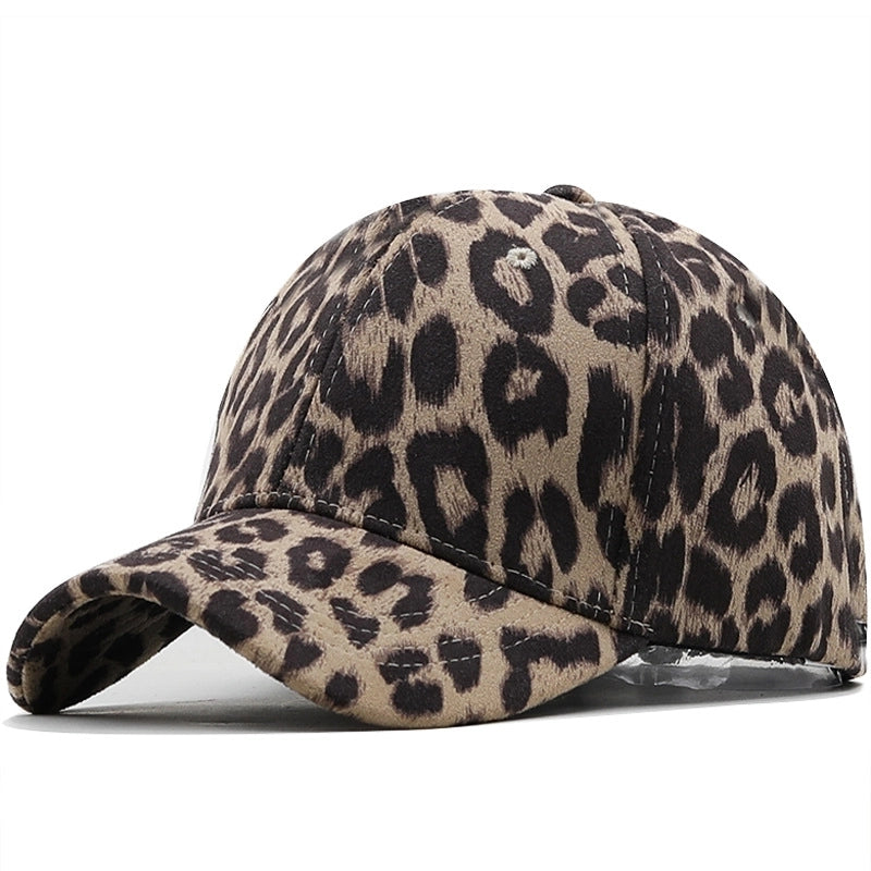 Spring Fashion Leopard Print Suede Baseball Cap Breathable Sunscreen Cap
