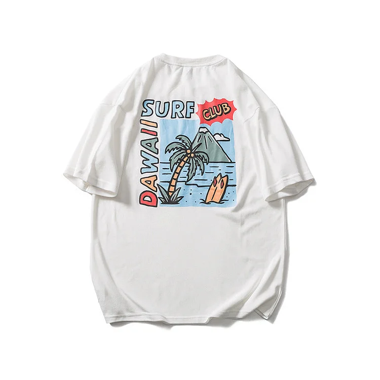 Men's T-shirt Hip Hop Fashion Brand Hong Kong Style Vintage Print Short Sleeves T-shirt Men's Summer Casual Loose