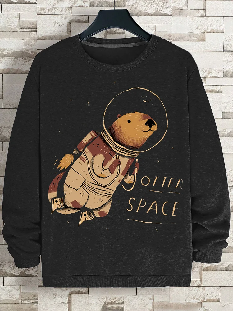 Men's Otter Space Print Cotton Casual Sweatshirt
